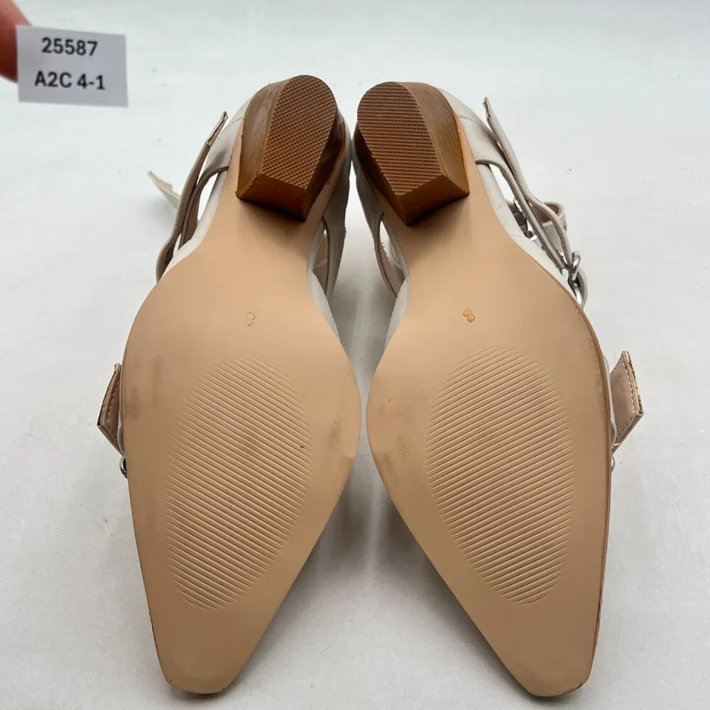 FSJ Beige Buckle Strap Heels - Picture 7 of 12